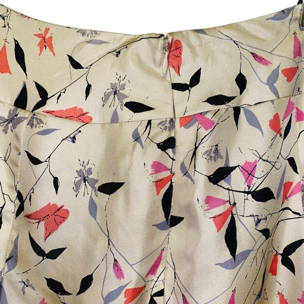 Albert Nipon Boutique 100% Silk Multicolored Printed Pleated Skirt Size 6 - Picture 7 of 8